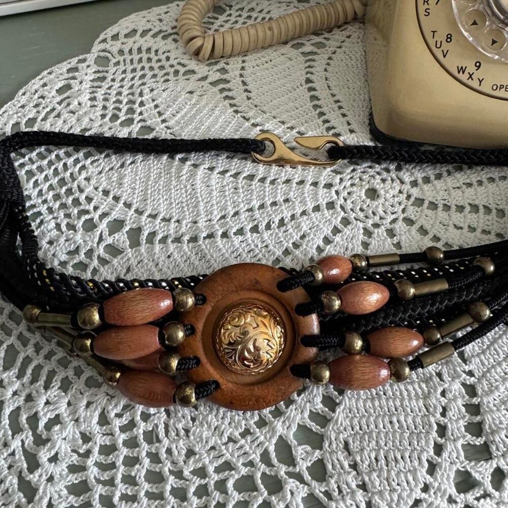 Vintage 80s boho black braided